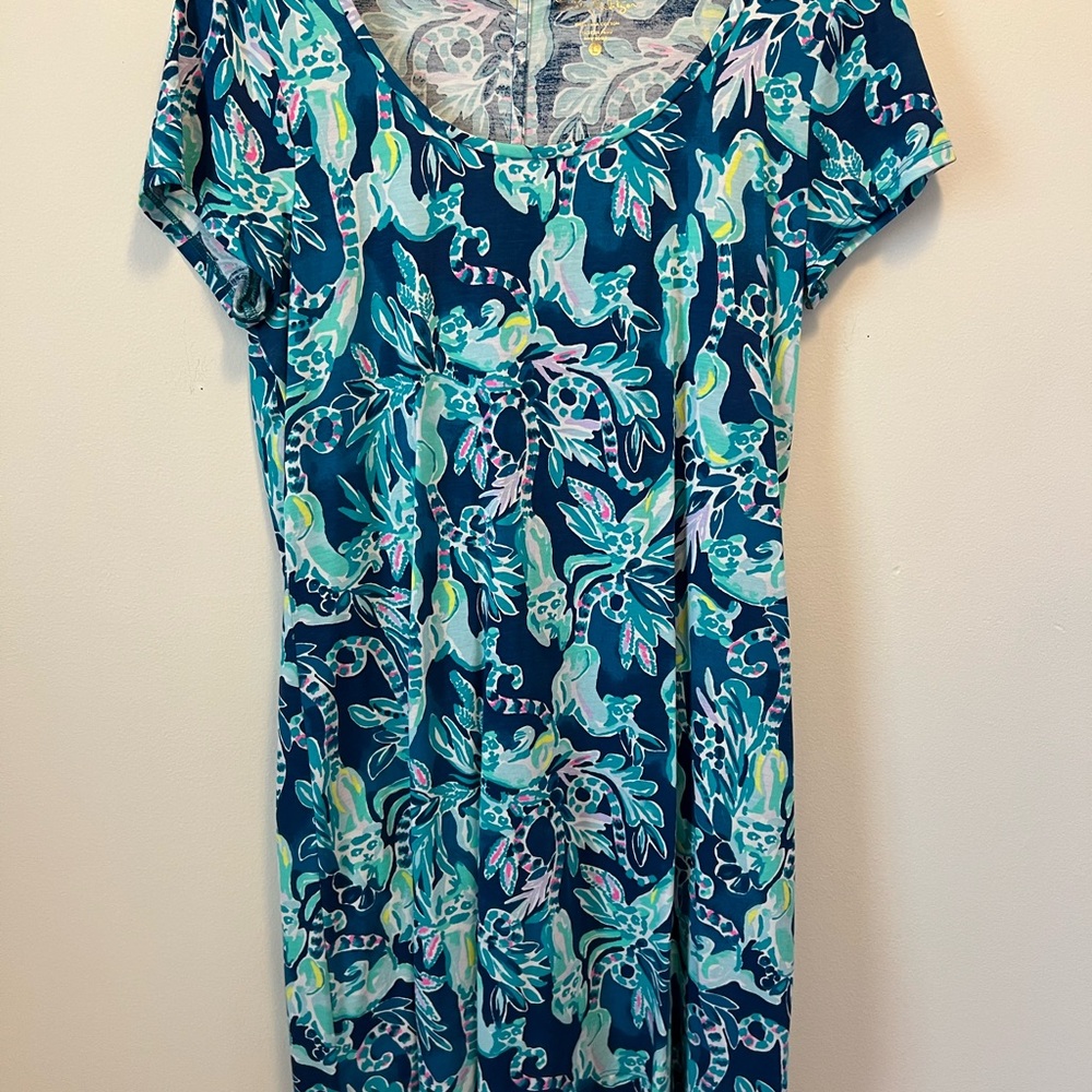 Lilly Pulitzer Blue and White Monkey Dress